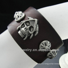 Factory Price Genuine Leather Bracelet Hot selling Skull Bracelet Unique Men's Bracelet BGL-012